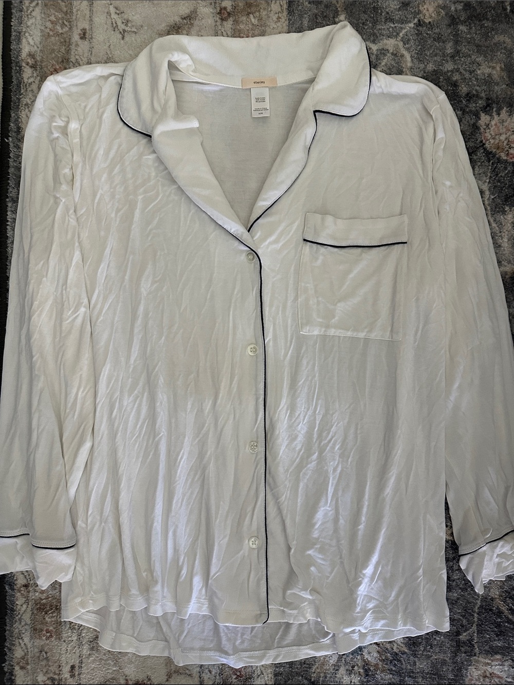 Eberjey White PJ Set with Contrast Piping